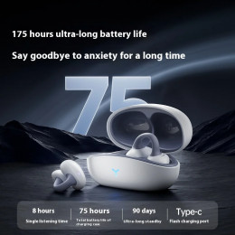 Clip-On Earbuds Open Ear Headphones Wireless Bluetooth Ear Buds -in Microphone, Lightweight Comfort, Stable Fit Earphones for Ru 