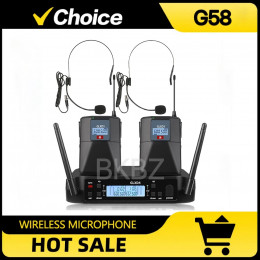 G58 600-699MHz Headset Profressional Wireless Microphone System Automatic Scan 2 Channels Bodypack Transmitter Stage Performance 