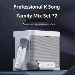 #Portable Dual Microphone Karaoke Machine for Adults Kids Speaker Home KTV System HIFI Stereo Bluetooth Mic for Home Party Gifts 
