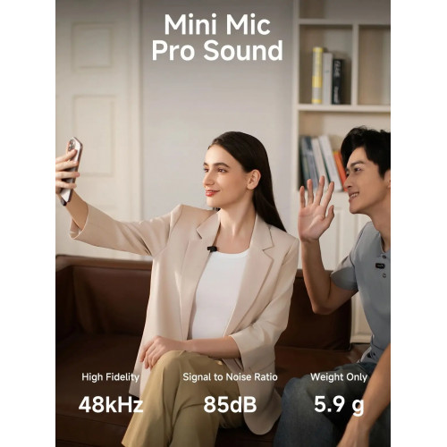 MAONO T1mini Wireless Lapel Microphone for Phone-Noise Cancellation Auto Clipping Function App Setting Audio Video Recording Mic