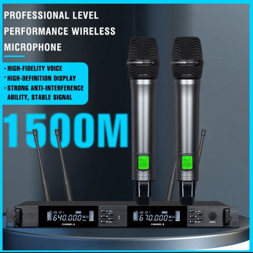 Professional Wireless Microphone  UHF Karaoke One Drag Two KTV Stage Wedding Performance Conference Microphone