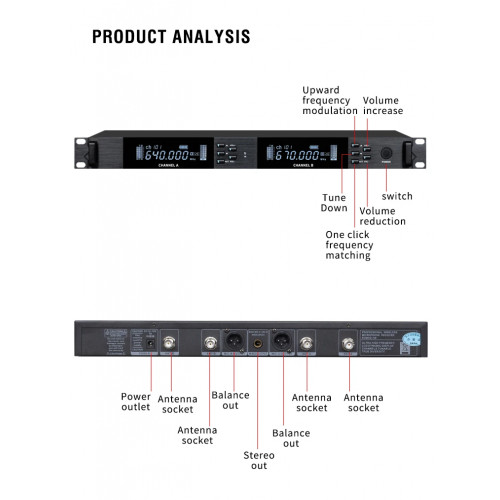 Professional Wireless Microphone  UHF Karaoke One Drag Two KTV Stage Wedding Performance Conference Microphone