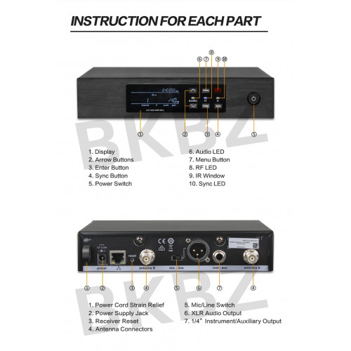 QLXD4-B58-Fullset 500MHz/600MHz Professional Wireless Microphone UHF Handheld Headset Mic Stage Performance Party Karaoke
