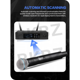 QLXD4-B58-Fullset 500MHz/600MHz Professional Wireless Microphone UHF Handheld Headset Mic Stage Performance Party Karaoke