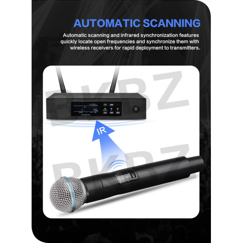 QLXD4-B58-Fullset 500MHz/600MHz Professional Wireless Microphone UHF Handheld Headset Mic Stage Performance Party Karaoke
