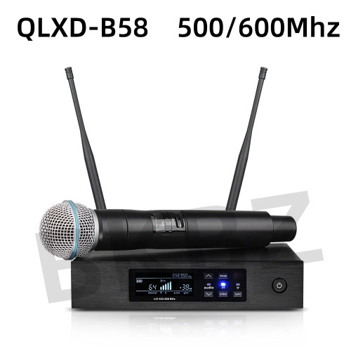 QLXD4 B58a 500MHz/600MHz Professional Wireless Microphone UHF Stage Performance Karaoke Singing Handheld Microphone