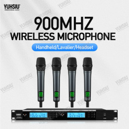 YUHSIU Professional UHF Wireless Frequency Modulation Mic System 900MHz Handheld Headset Lavalier Suitable for Stage Microphone