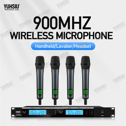 YUHSIU Professional UHF Wireless Frequency Modulation Mic System 900MHz Handheld Headset Lavalier Suitable for Stage Microphone