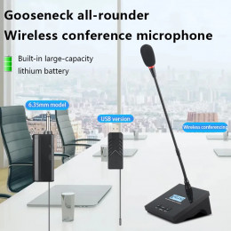 Wireless USB one-to-two gooseneck conference microphones 6RAMS 902585 for broadcasting, gaming, online classes and professional 