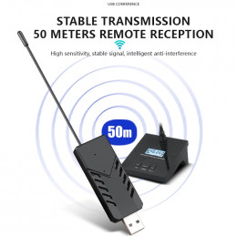 Wireless USB one-to-two gooseneck conference microphones 6RAMS 902585 for broadcasting, gaming, online classes and professional