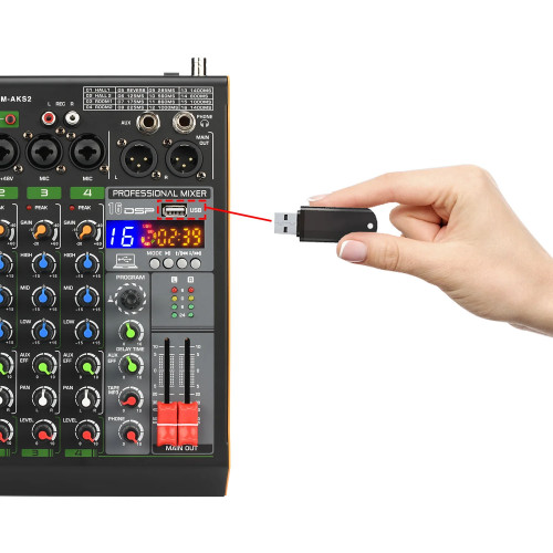 Professional 4 Channel Audio Mixer with UHF Wireless Microphone USB Bluetooth Karaoke System Sound Mixing Console LOMEHO AM-AKS2