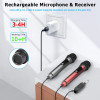 Aveek Wireless Microphone for Speaker and Karaoke Machine, 2.4GHz Rechargeable Karaoke Microphone(Work 10hs),for Parties,2 Packs