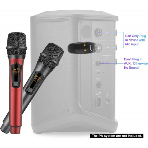 Aveek Wireless Microphone for Speaker and Karaoke Machine, 2.4GHz Rechargeable Karaoke Microphone(Work 10hs),for Parties,2 Packs