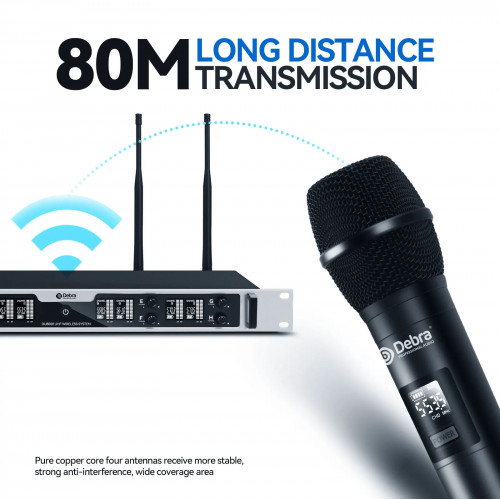 Debra DU8008 Wireless Handheld Microphone System, UHF 8-channel, Lavalier, Headset, Conference Microphone for Hosting, Karaoke