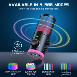 FIFINE USB Gaming Microphone with Noise Cancellation/RGB/Gain&Balance Knob,Condenser Mic for Streaming Podcasting-Ampligame AM6 