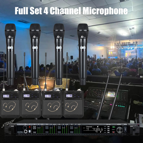 Leicozic 4 Channel Wireless Microphone Professional Lapel Wireless Microfono Headset Microfone Dynamic AD4Q KSM8 KSM11 SM-Beta58