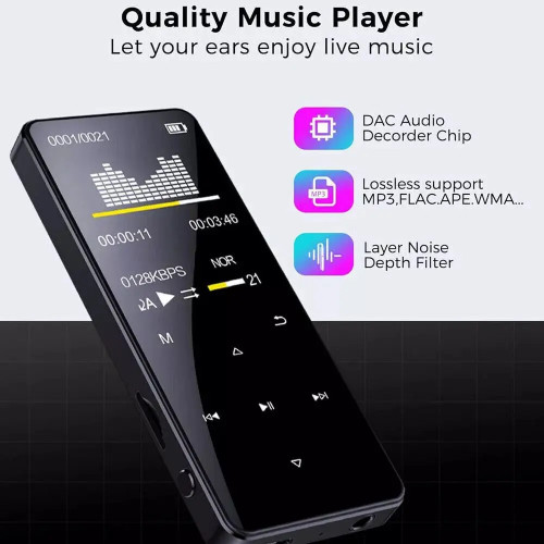 MP3 Player Bluetooth 5.0 MP4 Player HiFi Lossless Music Player Portable Audio Walkman With FM/E-book/Recorder/Mp3