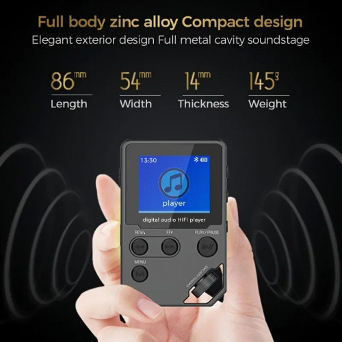 C5 8GB Lossless Bluetooth MP3 Music Player, Zinc Alloy Body,Rotary Controls,Wireless Connection,FM Radio,Voice Recorder