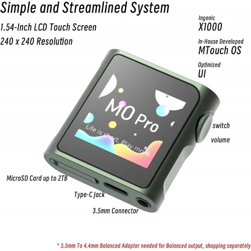 SHANLING M0 Pro MP3 Player HIFI Portable Music Player Hi-Res Audio MP3 Player Two-Way Bluetooth 2*ES9219C DAC LDAC aptX PCM384