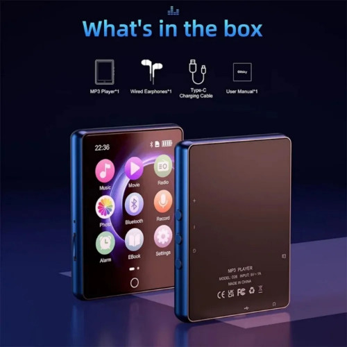 5.0 Bluetooth HiFi MP3 Music Player Mini MP4 Video Playback 2.8 Inch Screen Walkman Audio Player Recorder Sports Running Walking