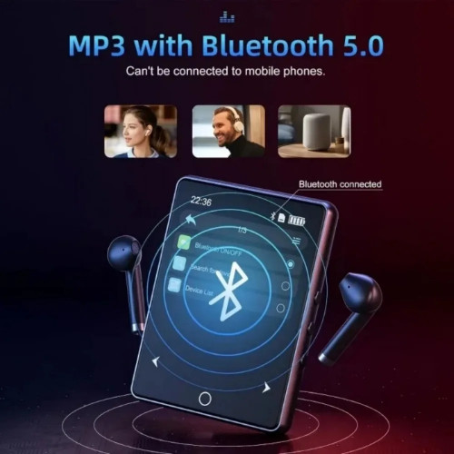 5.0 Bluetooth HiFi MP3 Music Player Mini MP4 Video Playback 2.8 Inch Screen Walkman Audio Player Recorder Sports Running Walking