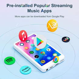 MECHEN MP3 Player Android 9.0 with Bluetooth and WiFi,MP3 MP4 Player with Spotify,Audible,Pandora, Up to 512 GB (White)