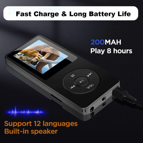 Portable Bluetooth MP3 Player HIFI Music Speakers MP4 Media FM Radio Recorder USB Charging Pocket Sports Running Music Play