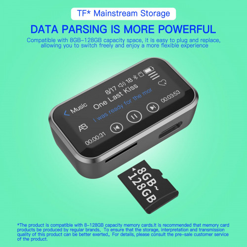 8G-128GB Touch Screen Mini Bluetooth MP3 Player +Clip HIFI Music Player E-book FM Radio Audio Voice Recorder Sports Walkman MP4