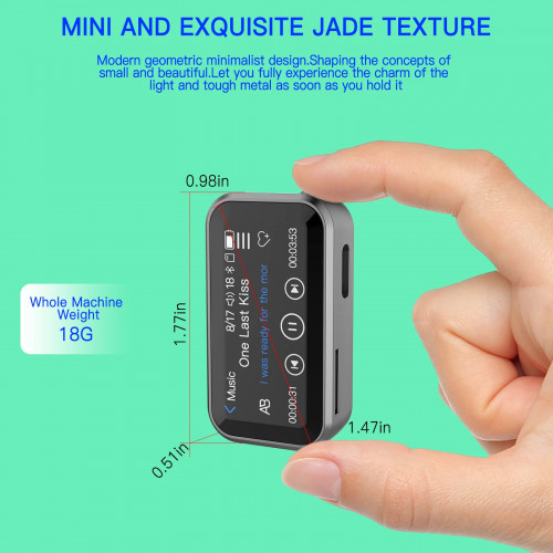 8G-128GB Touch Screen Mini Bluetooth MP3 Player +Clip HIFI Music Player E-book FM Radio Audio Voice Recorder Sports Walkman MP4