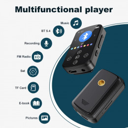 2024 Brand New MP3 MP4 Bluetooth Player C Port Charging Button Touch Screen Dual Control, Maximum Expansion Capacity 128gb