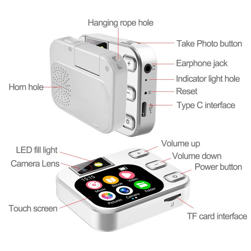 Vandlion X19 Digital MP3 MP4 Music Player Blue tooth E-Book Reading 2.01 inch Touch Screen with Audio Video Recorder Function