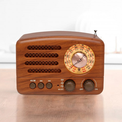Classical Retro FM AM Radio Desktop Receiver Rechargeable Portable MP3 Radios Stereo 3W Bluetooth Speaker AUX USB
