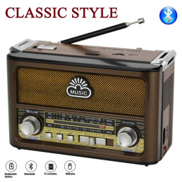 Vintage Home  AM/FM/SW Radio with Light Portable Wireless Bluetooth Audio TF Card USB Flash Disk MP3 Player 