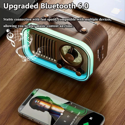 Portable Vintage Radio Retro Rechargable FM AM SW Radios Receiver Wireless Bluetooth Speaker Music Box Support TF Card USB AUX
