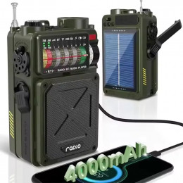 Outdoor Solar Emergency Hand Crank Dynamo Portable Vintage AM/FM/SW Full-band Radio BT5.0 Bluetooth Speaker With Flashlight SOS 