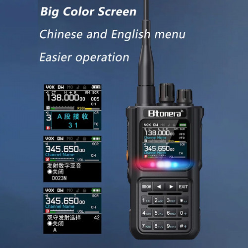BTONERA BT8000 Full Band Ham Radio 256 Channel Air Band Two Way Radio USB-C Aviation NOAA Police Marine Amateur HT Scanner Roger