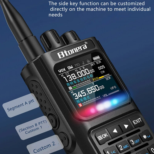 BTONERA BT8000 Full Band Ham Radio 256 Channel Air Band Two Way Radio USB-C Aviation NOAA Police Marine Amateur HT Scanner Roger