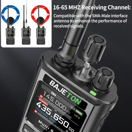 BAJETON BJ-8300 Walkie Talkie SW MW LW AM SSB CB Receive Wireless Bluetooth Phone Programming Station NOAA Police Two Way Radio