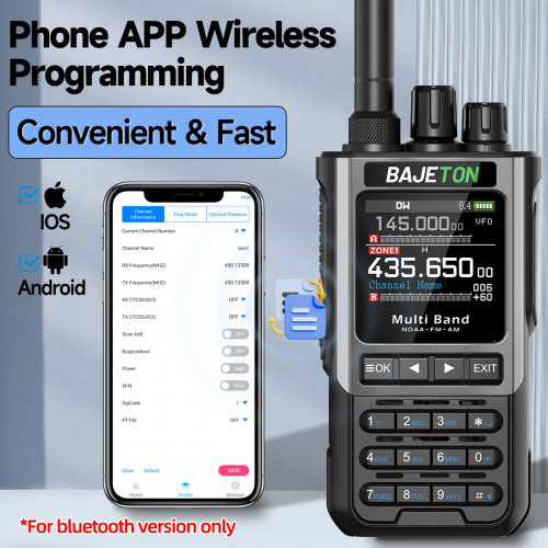 BAJETON BJ-8300 Walkie Talkie SW MW LW AM SSB CB Receive Wireless Bluetooth Phone Programming Station NOAA Police Two Way Radio