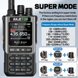 BAJETON BJ-8300 Walkie Talkie SW MW LW AM SSB CB Receive Wireless Bluetooth Phone Programming Station NOAA Police Two Way Radio