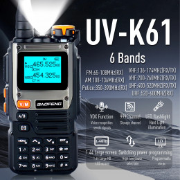 Baofeng UV-K61 Ham Radio Air Band Walkie Talkies  999 Channels Two Way Radio Station Aviation NOAA Police Marine (Upgrade UV-k6) 