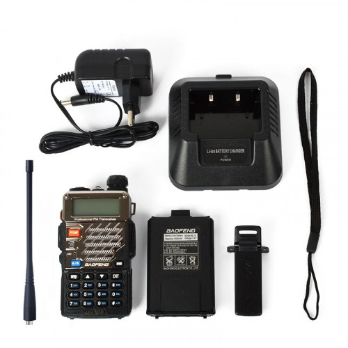 Baofeng 5RB Two Way Radio Frequency Scanner for Police Fire Outdoor Hiking Camping Single Ear Hook PTT Headset FM Transceiver
