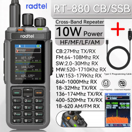 Radtel RT-880 All Band Ham Radio 10w 1024 CH with AM  SSB CB Receive, USB LSB CW CB LW MW SW 2000mAh 1024 Channels  Type C 