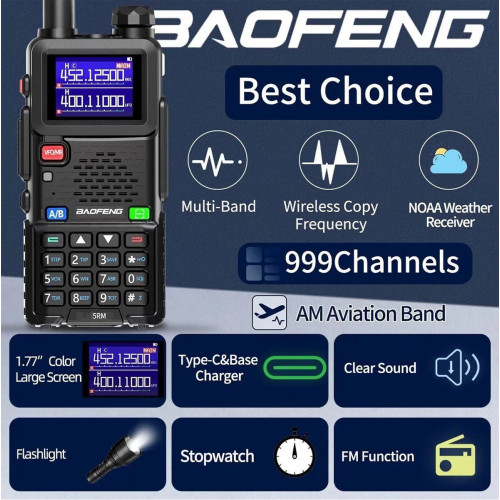 BAOFENG Ham Radio 5RM 10W Handheld Radios Long Range Rechargeable Tactical Two Way Radio Plus Copy Frequency 2500 mAh Walkie