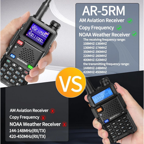 BAOFENG Ham Radio 5RM 10W Handheld Radios Long Range Rechargeable Tactical Two Way Radio Plus Copy Frequency 2500 mAh Walkie