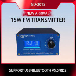 GD-2015 15W FM Transmitter RDS support FM Radio Station Radio Broadcast Transmitter QN chip 76-108Mhz 