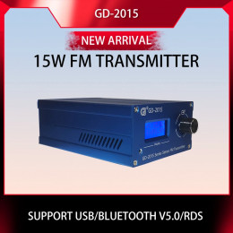 GD-2015 15W FM Transmitter RDS support FM Radio Station Radio Broadcast Transmitter QN chip 76-108Mhz