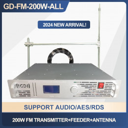 200W FM Transmitter 87.5-108M Radio Broadcast Equipments FM Transmitter  Radio Station Transmitter+Feeder+Single Dipole Antenna 