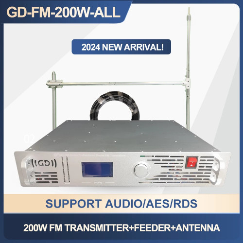 200W FM Transmitter 87.5-108M Radio Broadcast Equipments FM Transmitter  Radio Station Transmitter+Feeder+Single Dipole Antenna