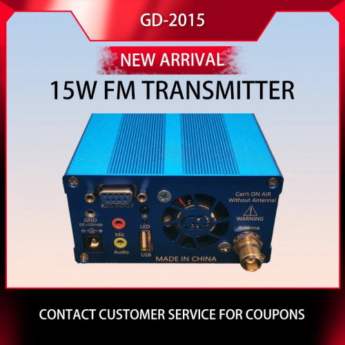 GD-2015-ALL 15W FM Transmitter FM Radio Station Radio Broadcast Transmitter QN chip 76-108Mhz